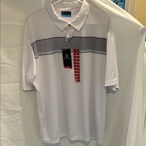 PGA Tour White Polo with Black Stripe